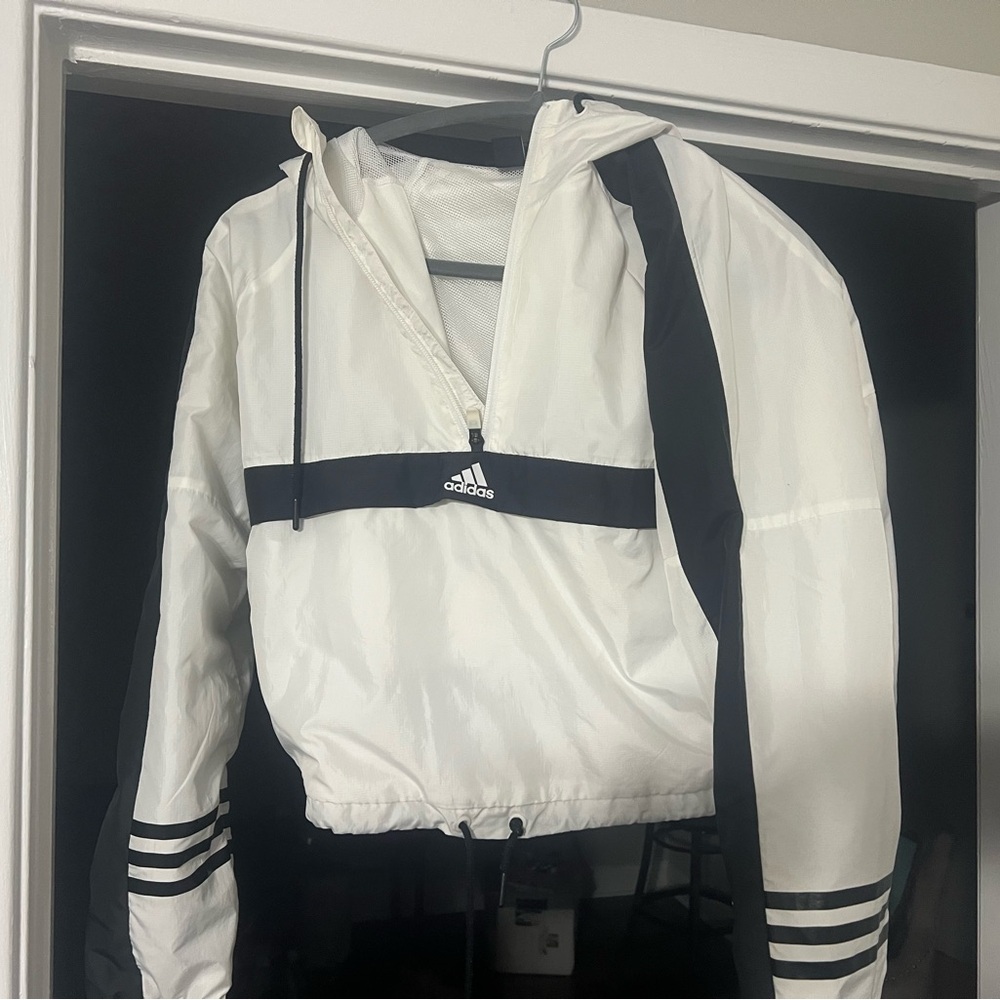 Adidas Black and White Half-Zip Jacket